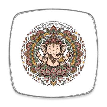 Om Ganesha Namah Bunt Lotus - Viereckiger Kühlschrankmagnet - Weiß - Vorne