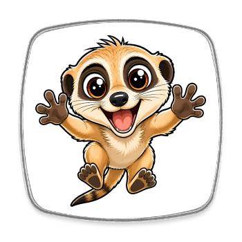 Un joli suricate saute vers toi - Magnet carré - blanc - Devant