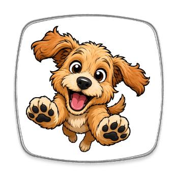 Un chien mignon saute vers - Magnet carré - blanc - Devant