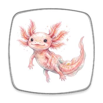 Mignon bébé axolotl rose en style aquarelle - Magnet carré - blanc - Devant