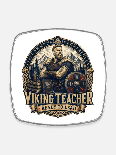 Viking Teacher Ready to Lead - Square fridge magnet - white
