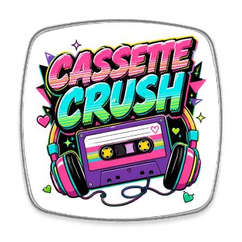 Casette Crush années 80 - Magnet carré - blanc - Devant