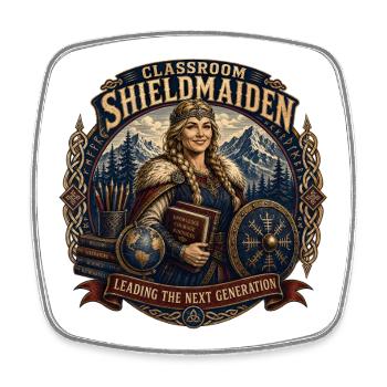 Chef de classe de la Shieldmaiden - Magnet carré - blanc - Devant