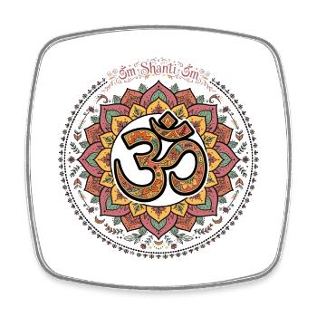 Om Shanti Om Bunt Lotus Mandal - Viereckiger Kühlschrankmagnet - Weiß - Vorne