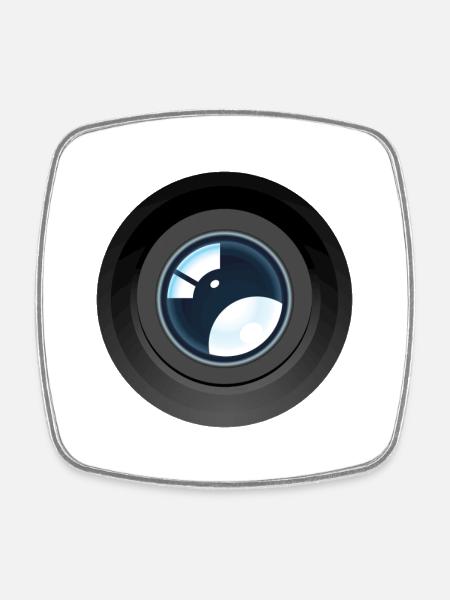 Camera Lens Modern Photo Optical Aperture Graphic - Square fridge magnet - white