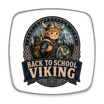 Back to School Viking - Square fridge magnet - white - Front