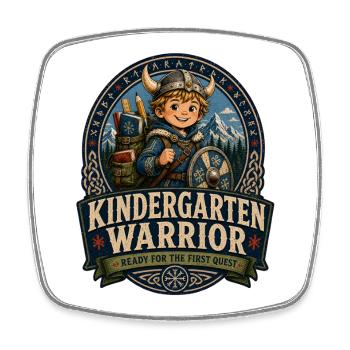 Kindergarten Warrior Quest - Square fridge magnet - white - Front