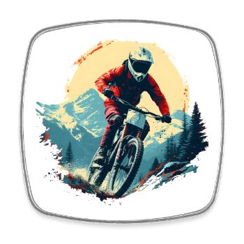 Portrait en VTT - Magnet carré - blanc - Devant
