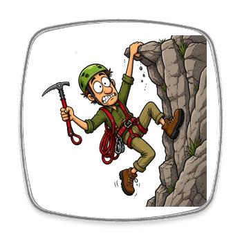 Comic-Bergsteiger am Überhang – Klettern Abenteuer - Viereckiger Kühlschrankmagnet - Weiß - Vorne