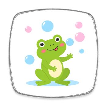 Grenouille de dessin animé verte avec des bulles de savon – amusant - Magnet carré - blanc - Devant