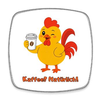 Hahn Kaffee Natürlich - Viereckiger Kühlschrankmagnet - Weiß - Vorne