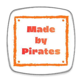 Made by Pirates - Viereckiger Kühlschrankmagnet - Weiß - Vorne