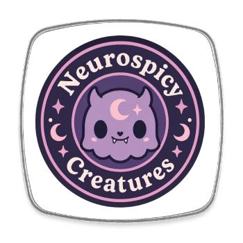 Logo officiel de la marque Neurospicy Creatures - Magnet carré - blanc - Devant