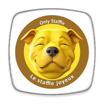 Stafficone Badge joyeux - 053i - Magnet carré - blanc - Devant