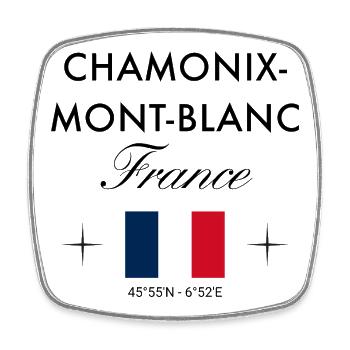 Chamonix Mont Blanc Frankreich Koordinaten Reise - Viereckiger Kühlschrankmagnet - Weiß - Vorne