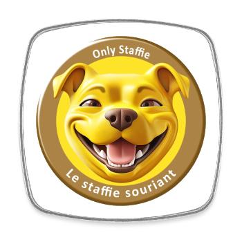 Stafficone Badge simulé souriant - 053c - Magnet carré - blanc - Devant