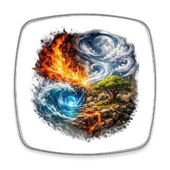 Tempête élémentaire au-dessus de l’arbre - Magnet carré - blanc - Devant