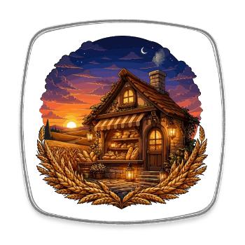 Maison du boulanger au coucher du soleil - Magnet carré - blanc - Devant