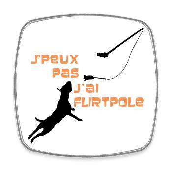 Staffie j'peux pas j'ai flirtpole sport - 002 - Magnet carré - blanc - Devant