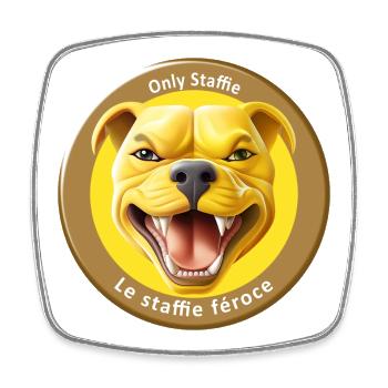 Stafficone Badge simulé féroce - 053b - Magnet carré - blanc - Devant