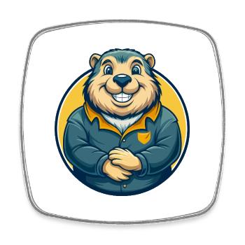 Murmeltier Kawaii Maskottchen Cartoon Clipart Logo Abzeichen - Viereckiger Kühlschrankmagnet - Weiß - Vorne