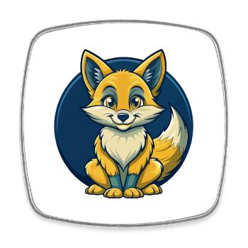 Fox Kawaii Maskottchen-Cartoon-Clipart-Logo - Viereckiger Kühlschrankmagnet - Weiß - Vorne