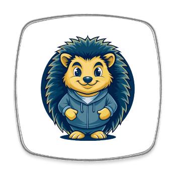 Hedgehog Kawaii Maskottchen Cartoon Clipart Logo Abzeichen - Viereckiger Kühlschrankmagnet - Weiß - Vorne