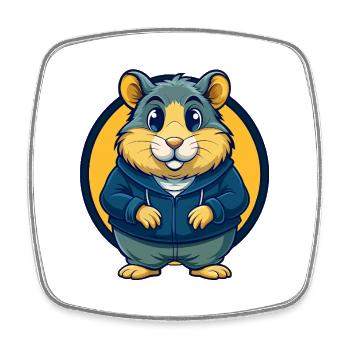 Hamster Kawaii Maskottchen Cartoon Clipart Logo Abzeichen - Viereckiger Kühlschrankmagnet - Weiß - Vorne