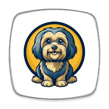 Havanesischer Hund Kawaii Maskottchen Cartoon Clipart Logo - Viereckiger Kühlschrankmagnet - Weiß - Vorne