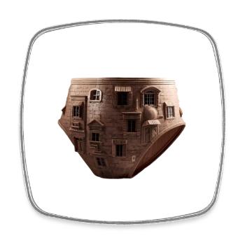 Urban Facade Brickwork Underwear - Square fridge magnet - white - Front