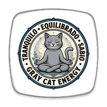 Zen Gray Katzen-Energie - Viereckiger Kühlschrankmagnet - Weiß - Vorne