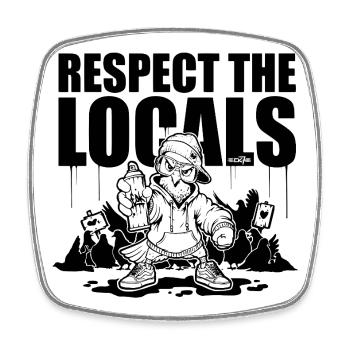 respect the locals graffiti taube - Square fridge magnet - white - Front