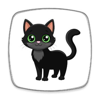 Cute black cat - Square fridge magnet - white - Front