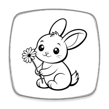 cute bunny - Square fridge magnet - white - Front