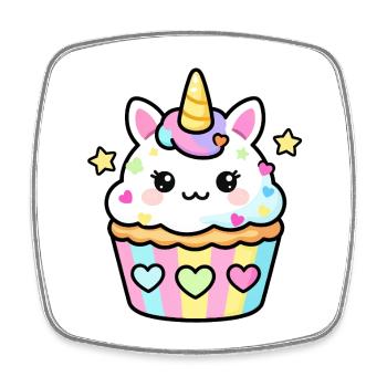 Pastel Unicorn Cupcake Kawaii Design - Square fridge magnet - white - Front