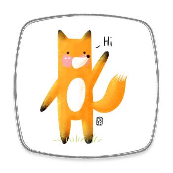 waving fox Hi - Square fridge magnet - white - Front