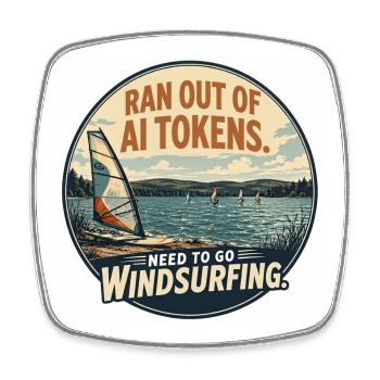 AI Humor Windsurfing Design - Viereckiger Kühlschrankmagnet - Weiß - Vorne