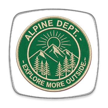 Département Alpine - Explorez plus à l’extérieur - Retro Patch - Magnet carré - blanc - Devant