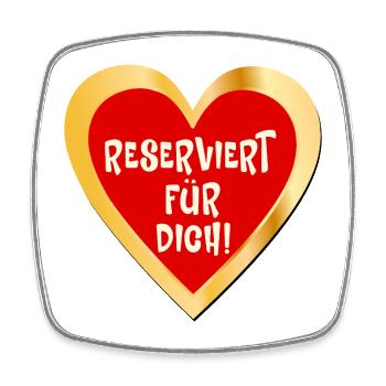 Reservierung Liebe Herz - Viereckiger Kühlschrankmagnet - Weiß - Vorne