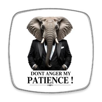 Éléphant en smoking – Motif de la patience - Magnet carré - blanc - Devant