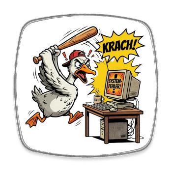 Wütende Gans gegen den Systemfehler - Viereckiger Kühlschrankmagnet - Weiß - Vorne