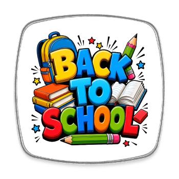 Colorful Back to School Supplies - Square fridge magnet - white - Front