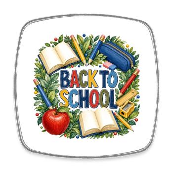 Livres et fournitures de rentrée scolaire - Magnet carré - blanc - Devant