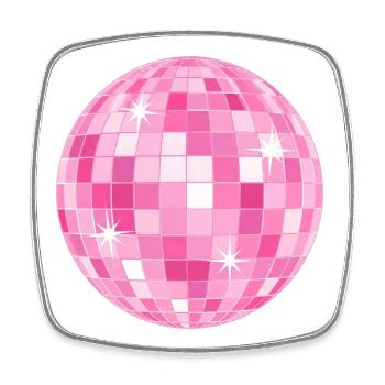 Boule Disco Rose Éclatante - Magnet carré - blanc - Devant
