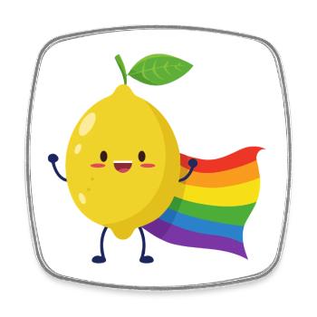 Zitrone mit Regenbogencape - Viereckiger Kühlschrankmagnet - Weiß - Vorne