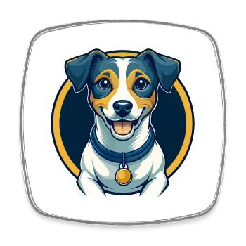 Jack Russell Terrier Dog Kawaii Clipart de dessin animé - Magnet carré - blanc - Devant