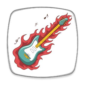 Guitar On Fire lustiges Geschenk-T-Shirt - Viereckiger Kühlschrankmagnet - Weiß - Vorne