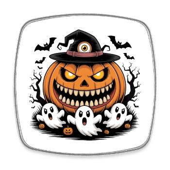 Fantômes Citrouilles d’Halloween - Magnet carré - blanc - Devant
