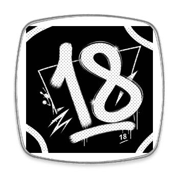 18 Graffiti Halftone Digits - Square fridge magnet - white - Front