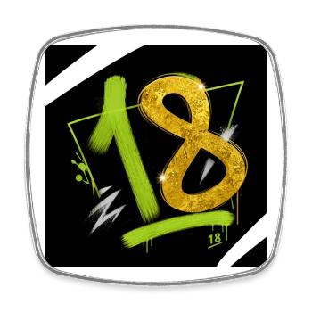 Glitzer 18 Graffiti Neon Zahl - Viereckiger Kühlschrankmagnet - Weiß - Vorne